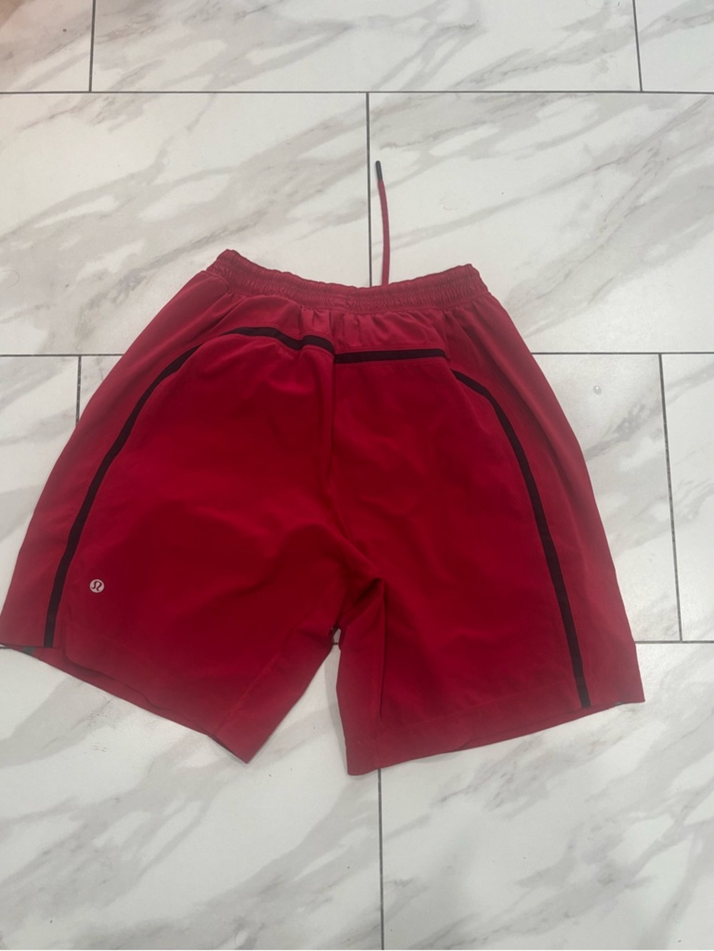lululemon athletica Men's Red Athletic Shorts with Black Trim